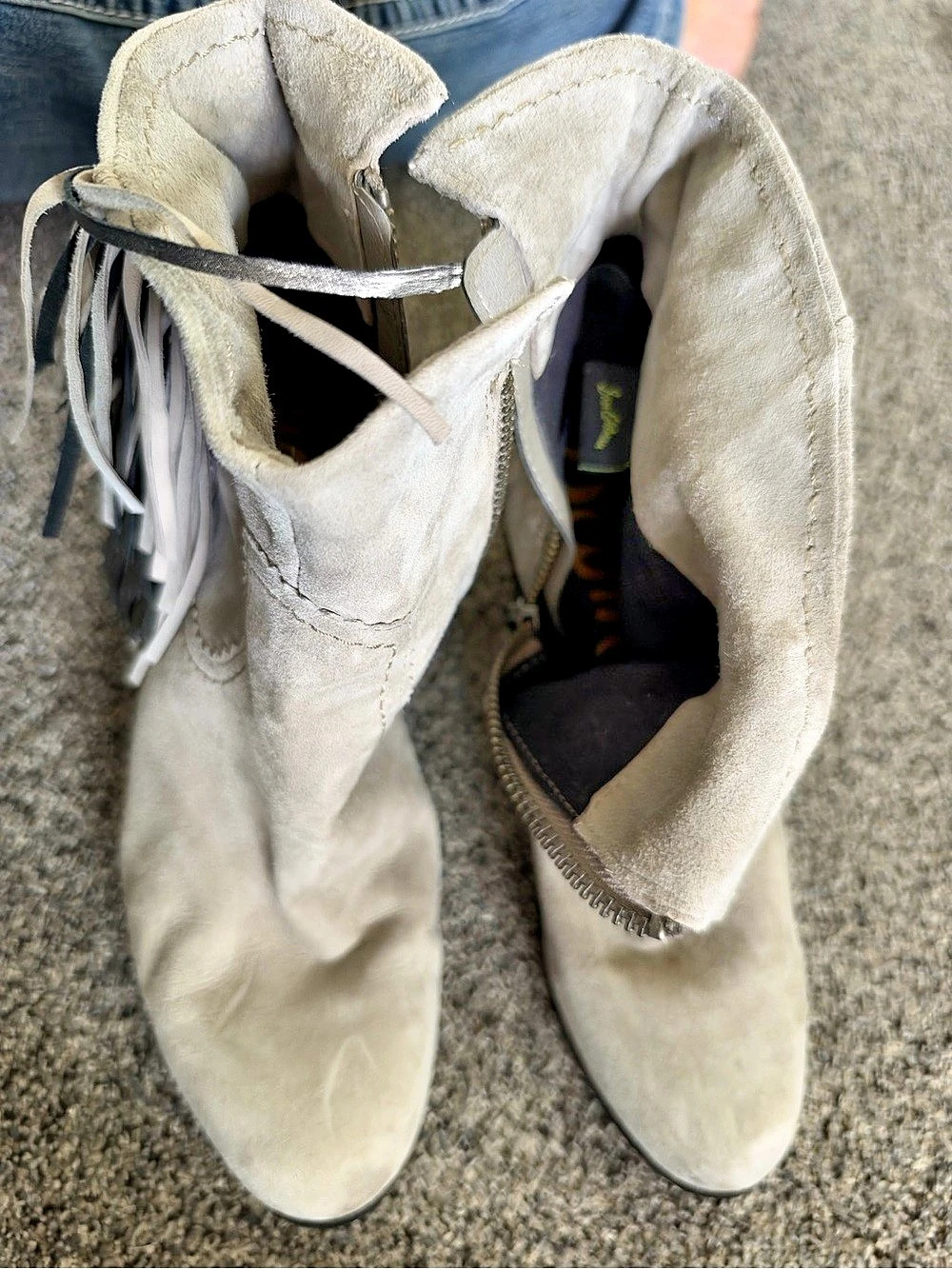 Palladium Balance Hi Leather Fringe Ankle Boots White US 9.5 Good